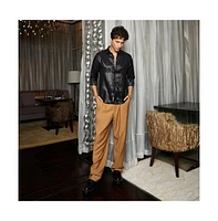 Campus Sutra Men's Metallic Black Blushed Shirt
