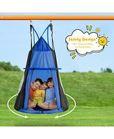 Gymax 40'' Kids Hanging Chair Swing Tent Set Hammock Nest Pod Seat