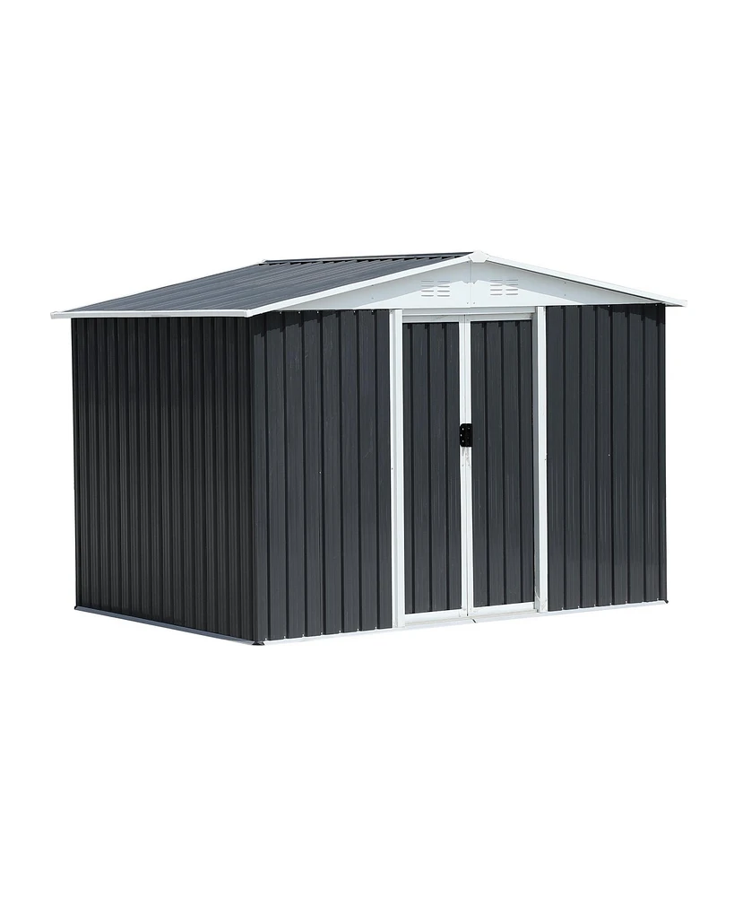 Mondawe 8FTx6FT Outdoor Storage Garden Bike Shed With Aluminum alloy frame and sliding door