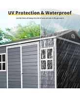 Mondawe 8 x 6 ft Resin Outdoor Storage Shed with Floor & Two Windows Lockable Door