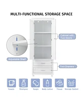 Casainc 62.5"H Tall Storage Cabinet with 2 Drawers for Bathroom or Office Use