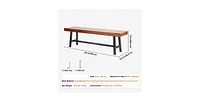 Slickblue Wood Outdoor Bench with Metal Legs for Garden Park Patio and Front Porch Seating