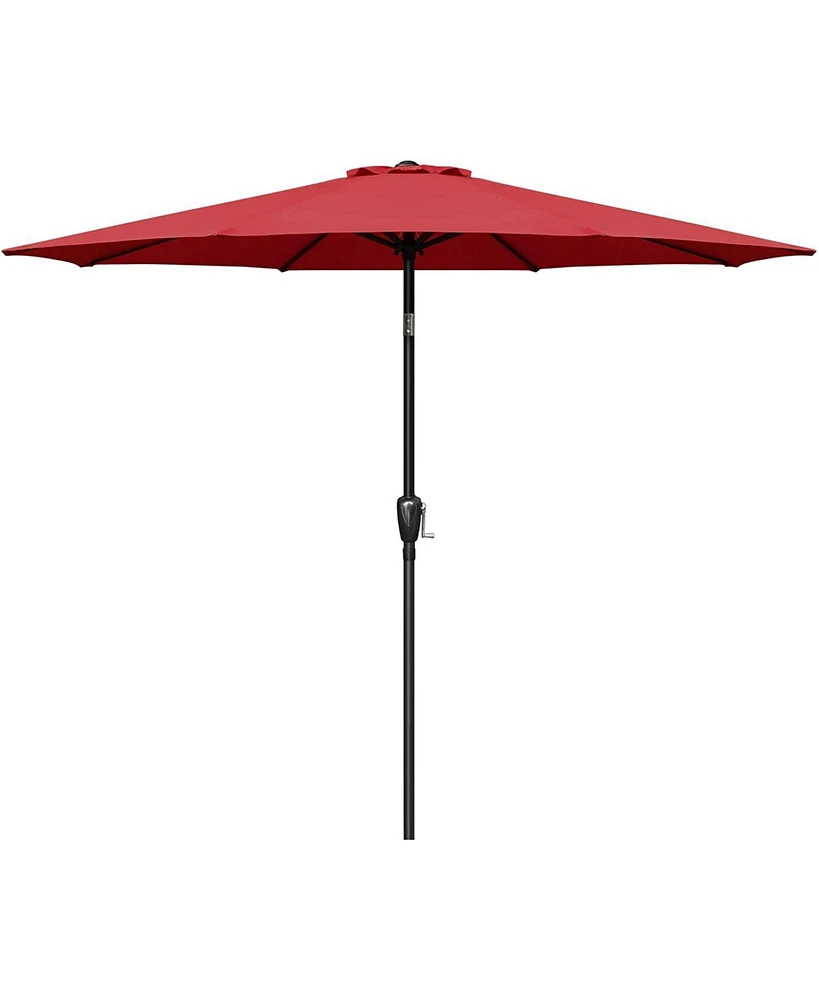 Flynama One Simple Deluxe 9ft Outdoor Market Table Patio Umbrella with Button Tilt, Crank and 8 Sturdy Ribs for Garden