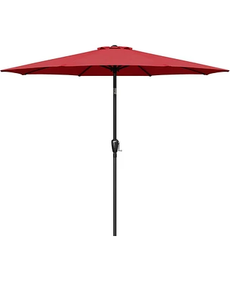 Flynama One Simple Deluxe 9ft Outdoor Market Table Patio Umbrella with Button Tilt, Crank and 8 Sturdy Ribs for Garden