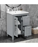 Casainc 24" Bathroom Vanity with Sink, 2 Drawers and Door, Adjustable Shelf