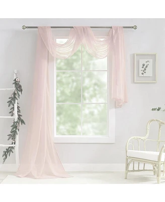 Kate Aurora Hotel Lux 1 Piece Rose Pink Sheer Window Scarf Treatment