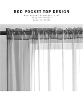 Kate Aurora Hotel Lux 2 Piece Charcoal Gray Rod Pocket Sheer Curtain Panels