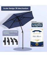 Yescom 7.5 Ft Outdoor Patio Umbrella 6 Ribs with Scale Tilt Button Strap UV30+ Sunshade Garden Parasol for Yard Deck Market Pool Navy Blue