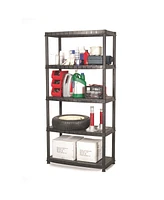 Ram Quality Products Optimo 16 inch 5 Tier Plastic Storage Shelves, Black