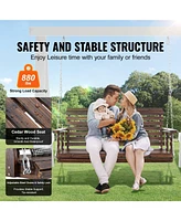 Slickblue Wooden Patio Porch Swing Bench with Hanging Chains Strong Load Capacity for Garden