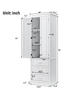 Casainc 70"H Tall Storage Cabinet with 3 Drawers for Bathroom or Office Use