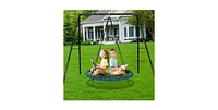 Slickblue Toddler Outdoor Spider Web Saucer Swing Round Swing Backyard Playground