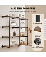 Slickblue 4 Tier Industrial Pipe Wall-Mount Shelf Frame 3PCS Without Planks for Custom Storage