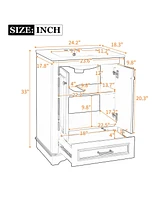 Casainc 24" Freestanding Vanity with Sink, Silver Handles, Soft-Closing Doors