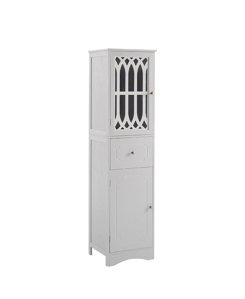Casainc 63.8"H Tall Bathroom Cabinet with Drawer, Doors, Adjustable Shelf, Mdf & Acrylic