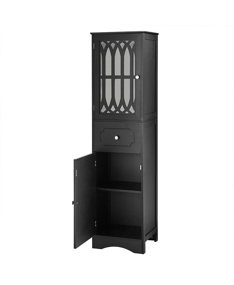 Casainc 63.8"H Tall Bathroom Cabinet with Drawer, Doors, Adjustable Shelf, Mdf & Acrylic