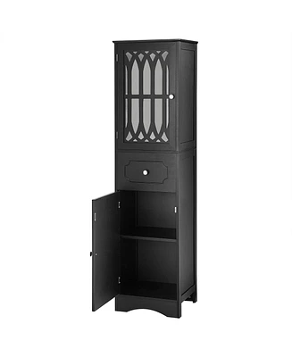 Casainc 63.8"H Tall Bathroom Cabinet with Drawer, Doors, Adjustable Shelf, Mdf & Acrylic