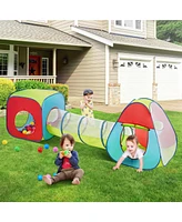 Indoor Outdoor 3 in 1 Kids Play Tent with Tunnel Pop Up Playhouse and Carry Bag