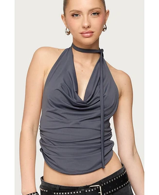 Edikted Women's Two Piece Cowl Neck Scarf Halter Top