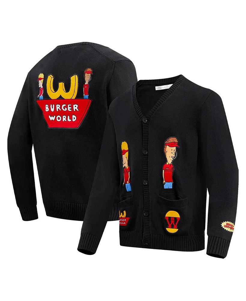 Freeze Max Men's Black Beavis and Butt-Head Burger World Cardigan