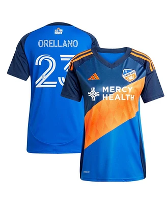 Adidas Women's Luca Orellano Blue Fc Cincinnati 2025 Orange and Legacy Kit Replica Player Jersey