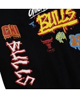 Mitchell & Ness Women's Black Chicago Bulls Slap Sticker Lightweight Pullover Sweatshirt