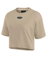 Fanatics Women's Khaki New Orleans Pelicans Elements Super Soft Boxy Cropped T-Shirt