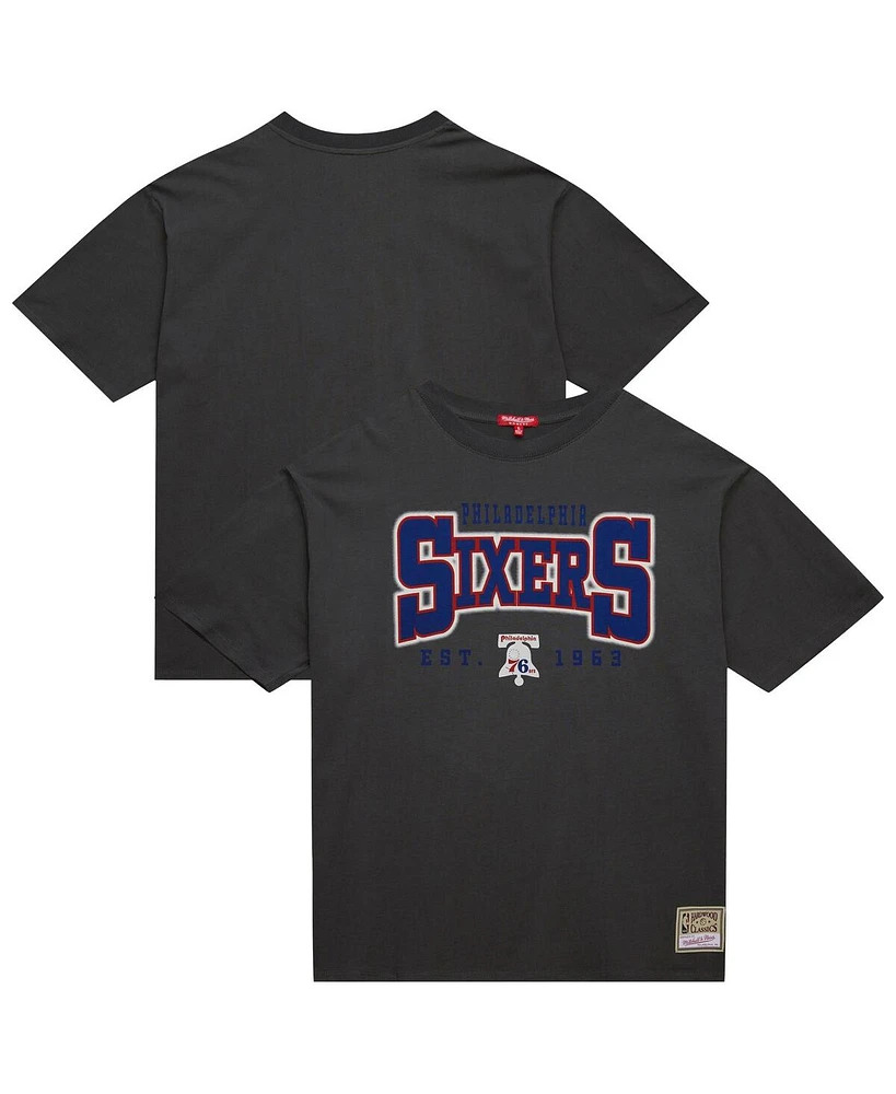 Mitchell & Ness Women's Charcoal Philadelphia 76ers Hardwood Classics Oversized Boyfriend T-Shirt