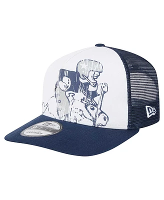 New Era Men's White/Navy Dallas Cowboys Distressed 9FIFTY A-Frame Snapback Hat