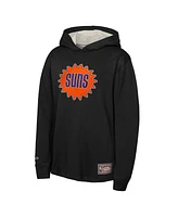 Mitchell & Ness Big Boy's and Girl's Black Phoenix Suns Hardwood Classics Lightweight Thermal Long Sleeve Hoodie T-Shirt