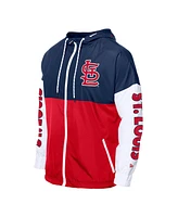 New Era Men's Red/Navy St. Louis Cardinals Color Block Full-Zip Hoodie Windbreaker