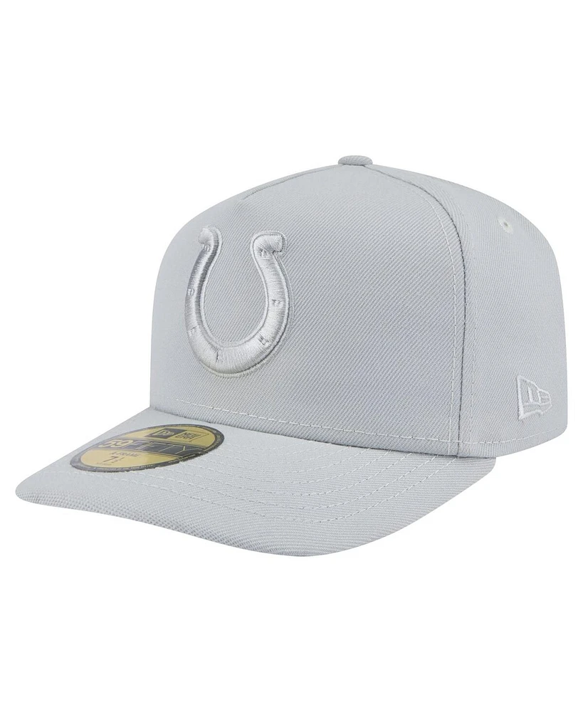 New Era Men's Gray Indianapolis Colts Color Pack A-Frame 59FIFTY Fitted Hat