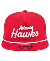 New Era Men's Red Atlanta Hawks Team Text Golfer Snapback Hat