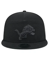 New Era Men's Black Detroit Lions Adventure Canvas Split Panel 9FIFTY Snapback Hat