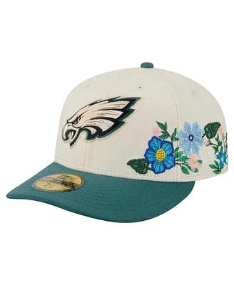 New Era Men's Cream/Midnight Green Philadelphia Eagles Tonal Floral 59FIFTY Fitted Hat