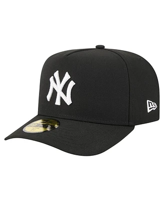 New Era Men's Black York Yankees Script Safety Pin 59FIFTY A-Frame Fitted Hat