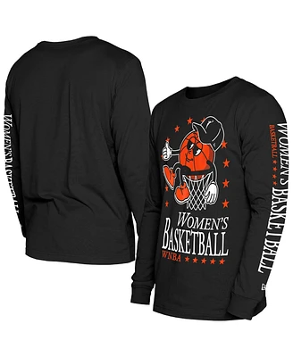New Era Men's Black Wnba Old School Sport Long Sleeve T-Shirt