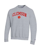 Champion Men's Heather Gray Clemson Tigers Arch Over Logo Pullover Sweatshirt