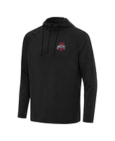 Antigua Men's Heather Black Ohio State Buckeyes Spikes Quarter-Zip Hoodie