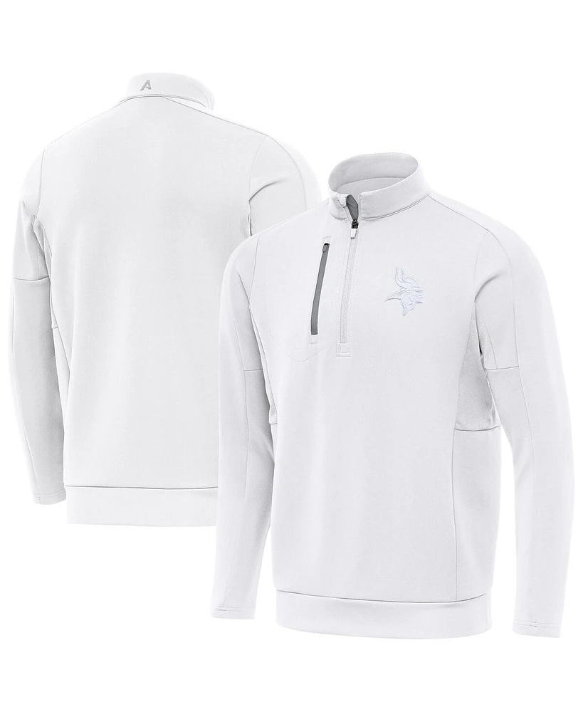 Antigua Men's White Minnesota Vikings Generation Quarter-Zip Sweatshirt