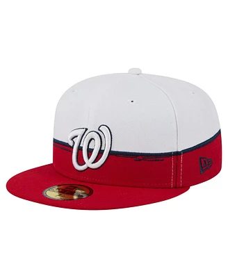 New Era Men's Red/White Washington Nationals Paint Stroke 59FIFTY Fitted Hat