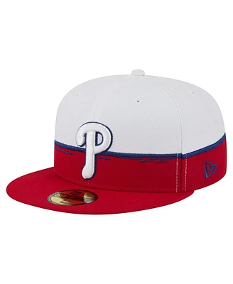 New Era Men's Red/White Philadelphia Phillies Paint Stroke 59FIFTY Fitted Hat