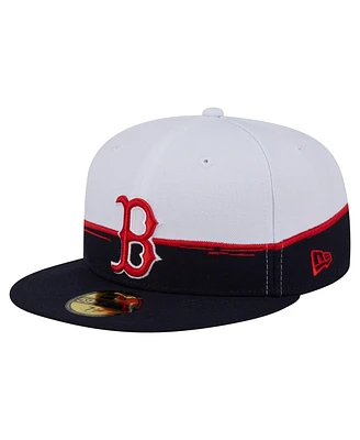 New Era Men's Navy/White Boston Red Sox Paint Stroke 59FIFTY Fitted Hat