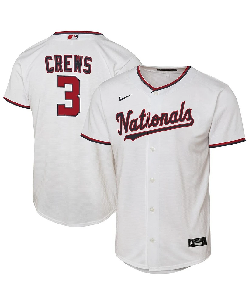 Nike Big Boys and Girls Dylan Crews White Washington Nationals Home Replica Jersey