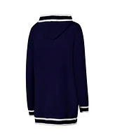 Gameday Couture Women's Navy West Virginia Mountaineers Stripe Detail Tri-Blend Hoodie Cardigan Sweater