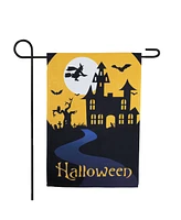 Northlight Haunted House with Flying Witch Halloween Outdoor Garden Flag, 18" x 12.5"
