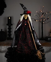 Northlight 18" Victorian Style Witch with Broom Halloween Figure