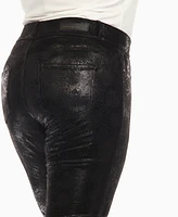 White Mark Plus Faux Suede Snake Print Pants