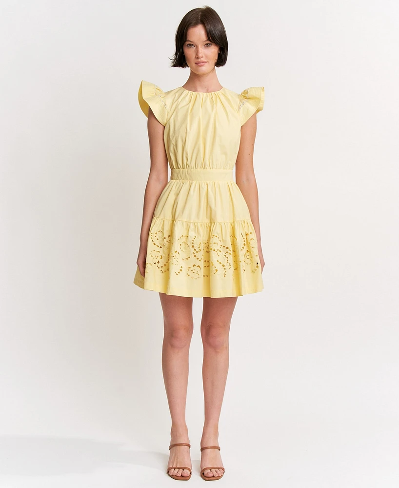 En Saison Women's Taylor Cotton Eyelet Fit & Flare Mini Dress