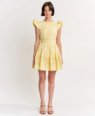 En Saison Women's Taylor Cotton Eyelet Fit & Flare Mini Dress